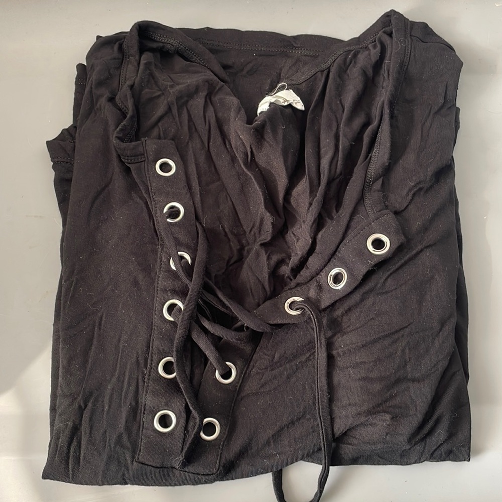Black shirt from Maurices with ties in the front